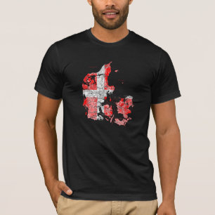 Camiseta Mapa da Dinamarca Cores da Bandeira