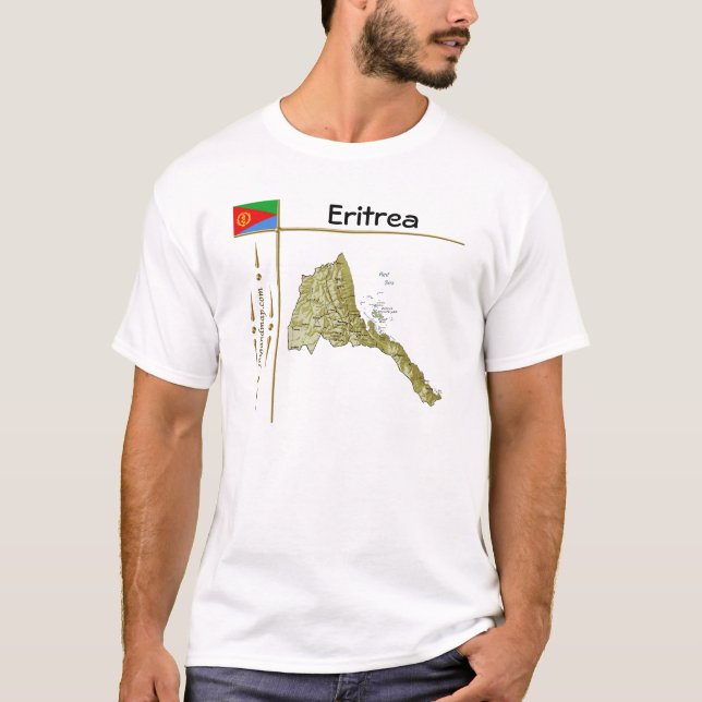 Camiseta Mapa da Eritreia + Sinalizador + Título T-Shirt (Frente)