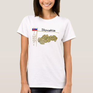 Camiseta Mapa da Eslováquia + Sinalizador + Título T-Shir