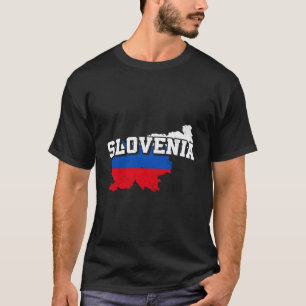 Camiseta Mapa Da Eslovênia E Bandeira Souvenir Esloveno