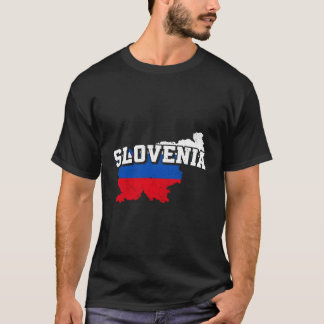 Camiseta Mapa Da Eslovênia E Bandeira Souvenir Esloveno