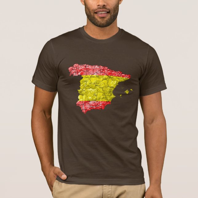 Camiseta Mapa da Espanha Cores da Bandeira (Frente)