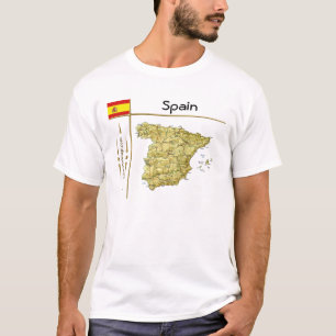 Camiseta Mapa da Espanha + Sinalizador + Título T-Shirt