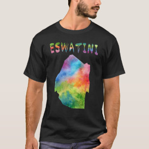 Camiseta Mapa Da Eswatini Swazi Colorida Map Watercolor Ill
