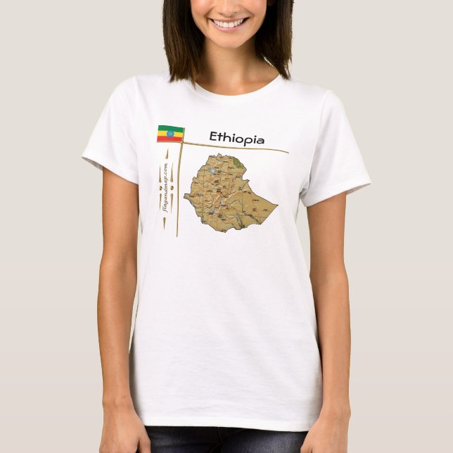 Camiseta Mapa da Etiópia + Bandeira + Título (Frente)