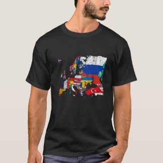 Camiseta Mapa da Europa com Flagres T Shirt