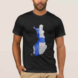 Camiseta Mapa da Finlândia Cores da Bandeira