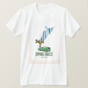 Camiseta Mapa da Floresta de Epping Essex Inglaterra