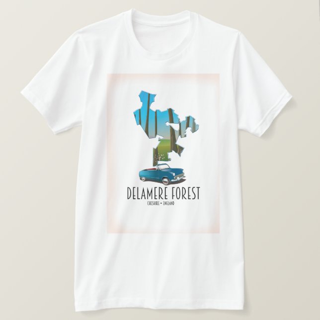 Camiseta Mapa da Floresta Delamere Cheshire Inglaterra (Frente do Design)