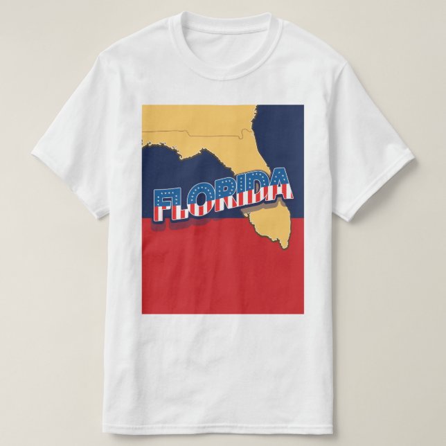 Camiseta Mapa da Flórida com estrelas e listras (Frente do Design)