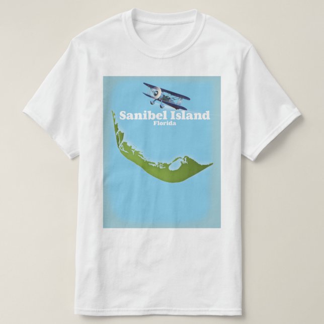 Camiseta Mapa da Flórida da Ilha Sanibel (Frente do Design)