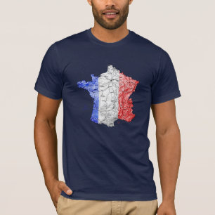 Camiseta Mapa da França Cor da Bandeira