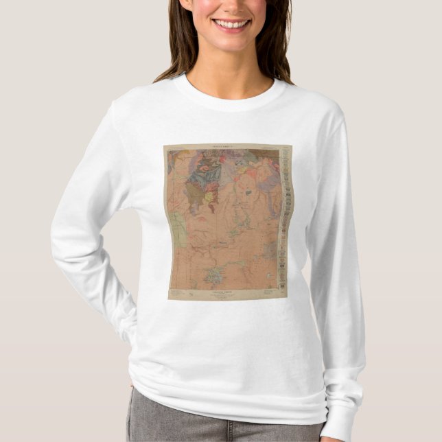 Camiseta Mapa da geologia, peça nacional de Yellowstone, (Frente)