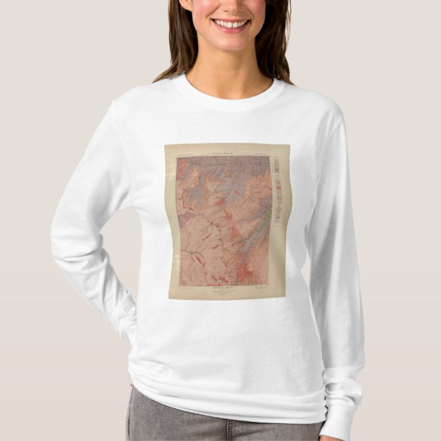 Camiseta Mapa da geologia, peça nacional de Yellowstone, (Frente)