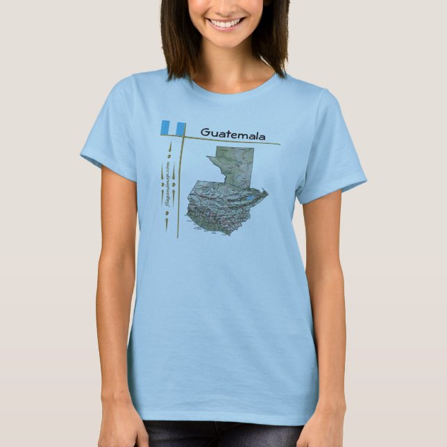 Camiseta Mapa da Guatemala + Sinalizador + Título T-Shirt (Frente)