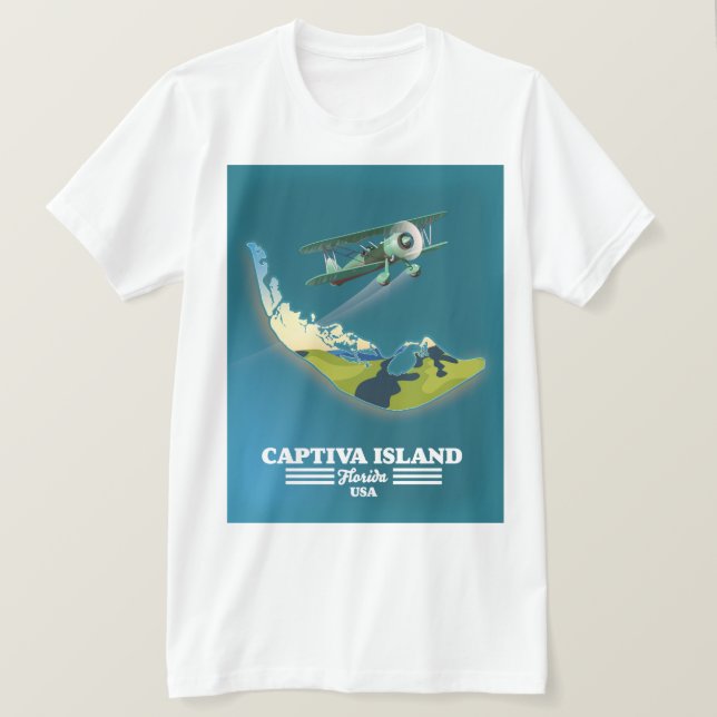 Camiseta Mapa da Ilha Captiva Flórida EUA (Frente do Design)