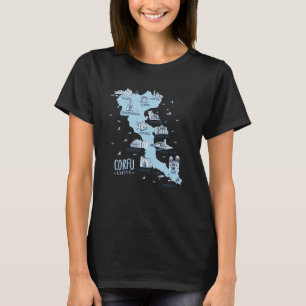 Camiseta Mapa Da Ilha Da Grécia De Corfu