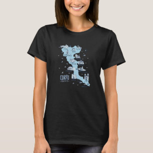 Camiseta Mapa Da Ilha Da Grécia De Corfu