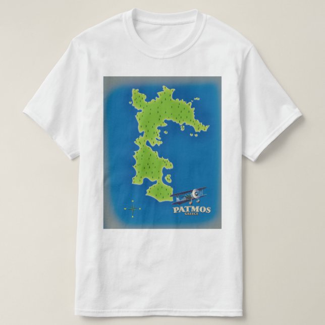 Camiseta Mapa da ilha de Patmos Grécia (Frente do Design)