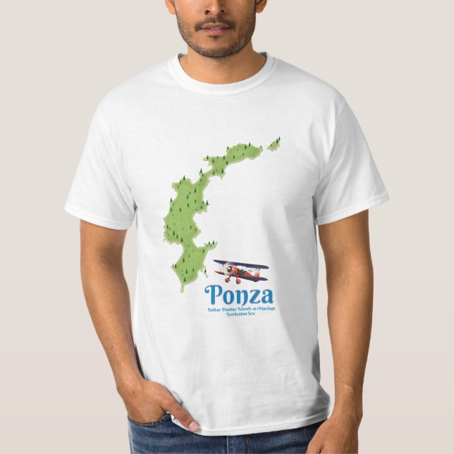 Camiseta Mapa da ilha italiana de Ponza. (Frente)