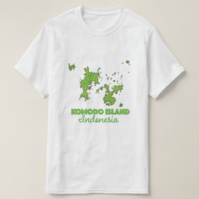 Camiseta Mapa da ilha Komodo Indonésia (Frente do Design)