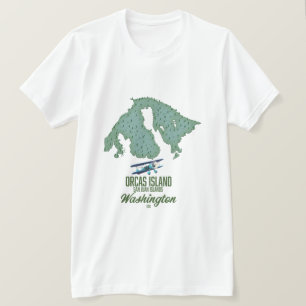 Camiseta Mapa da Ilha Orcas, Washington, EUA