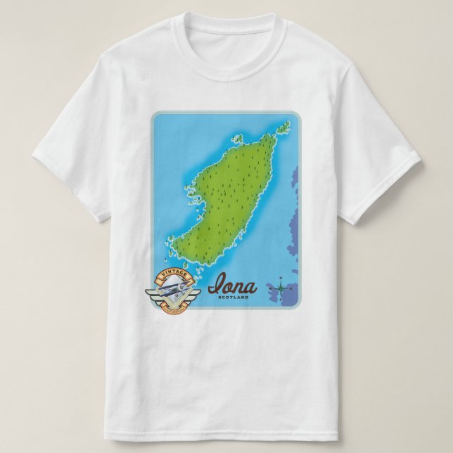 Camiseta Mapa da Iona Escócia (Frente do Design)