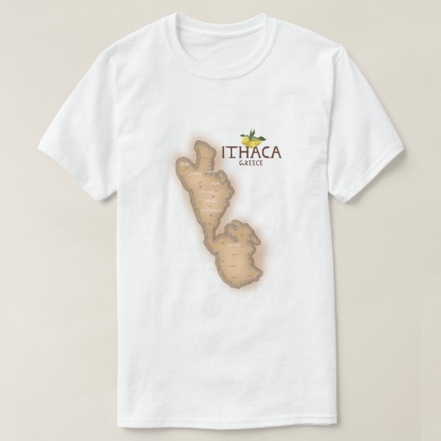 Camiseta mapa da itaca grécia (Frente do Design)