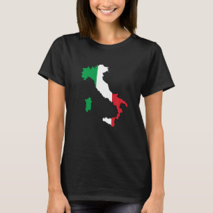 Camiseta Mapa Da Itália Com Bandas Verdes Vermelhas Brancas