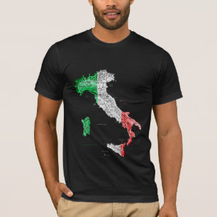 Camiseta Mapa da Itália Cores da Bandeira