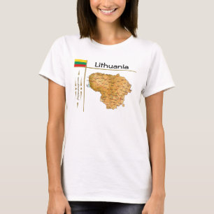 Camiseta Mapa da Lituânia + Sinalizador + Título T-Shirt