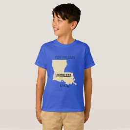 Camiseta - Mapa da Louisiana com Cidade