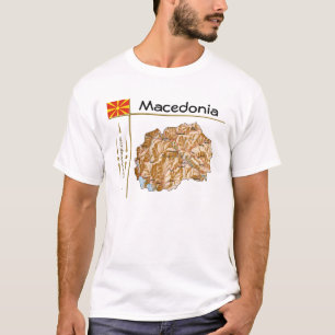 Camiseta Mapa da Macedônia do Norte + Sinalizador + Títul