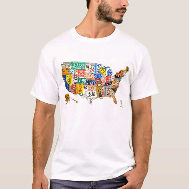 Camiseta Mapa da matrícula do t-shirt dos EUA (Frente)