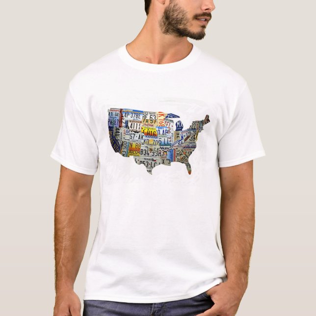 Camiseta Mapa da matrícula dos Estados Unidos (Frente)