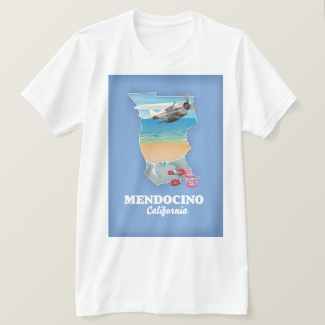 Camiseta Mapa da Mendocino Califórnia (Frente do Design)