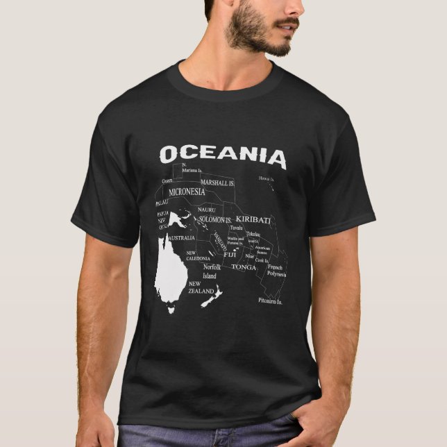 Camiseta Mapa da Micronésia Polinésia Mapa da Melanésia (Frente)