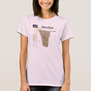 Camiseta Mapa da Namíbia + Sinalizador + Título T-Shirt