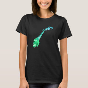 Camiseta Mapa da Noruega no Estilo de Polígono - Escandinav
