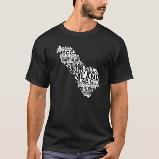 Camiseta Mapa da palavra do mar de Salton: Escuro
