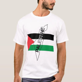 Camiseta Mapa da Palestina Livre sobre a Bandeira da Palest
