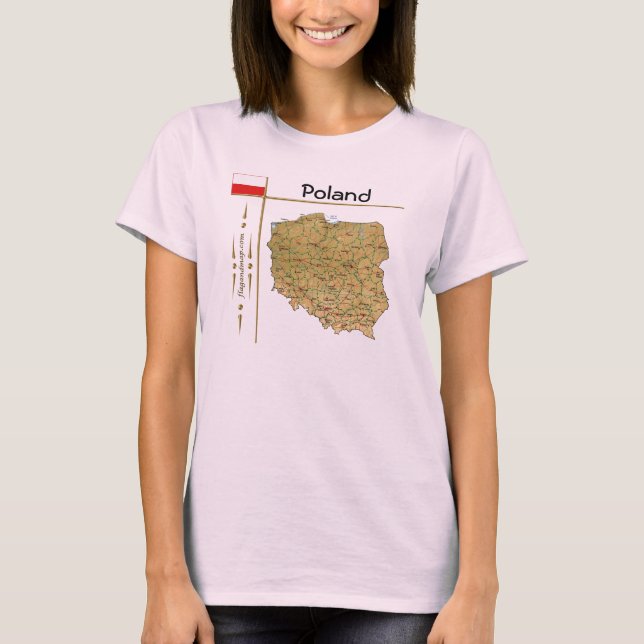 Camiseta Mapa da Polônia + Bandeira + Título (Frente)