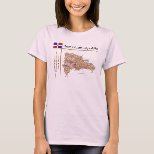 Camiseta Mapa da República Dominicana + Sinalizador + Tít