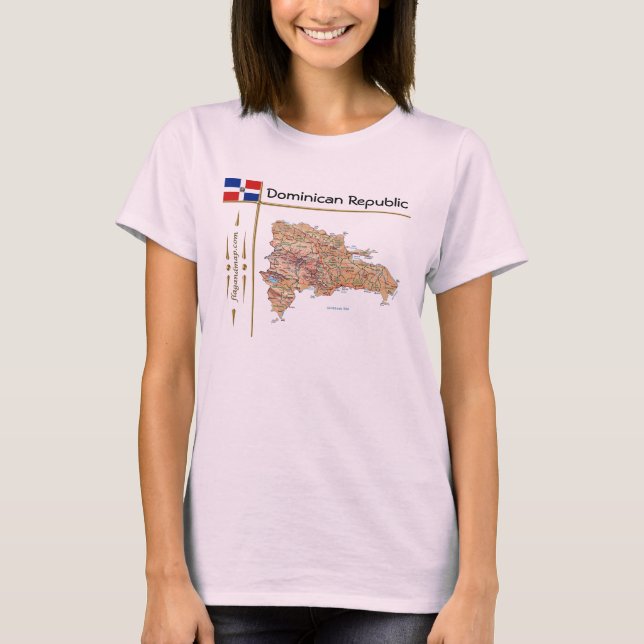 Camiseta Mapa da República Dominicana + Sinalizador + Títul (Frente)