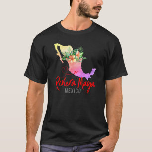 Camiseta Mapa da Riviera Maya Correspondência Férias Famíli