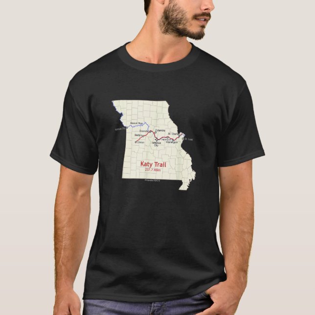 Camiseta Mapa da Rota do Trilho Katy (Frente)