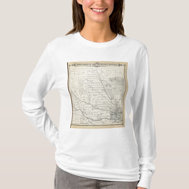 Camiseta Mapa da seção de T21S R27E Tulare County (Frente)