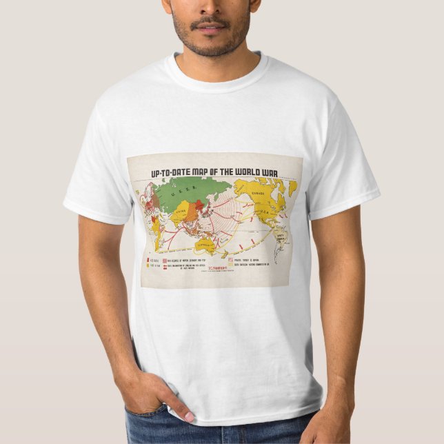 Camiseta Mapa da Segunda Guerra Mundial em Vintage (Frente)