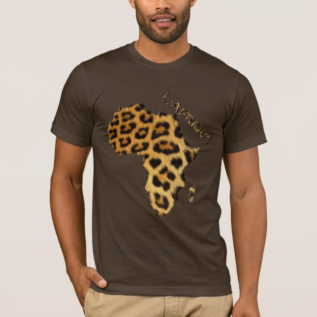 Camiseta Mapa da Série ÁFRICA para o Efeito Peles-Leopardo (Frente)