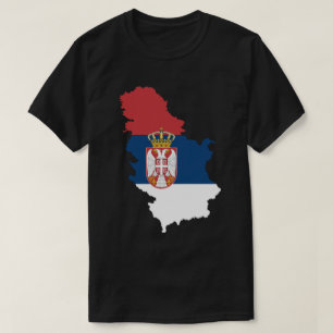 Camiseta Mapa da Sérvia com Bandeira